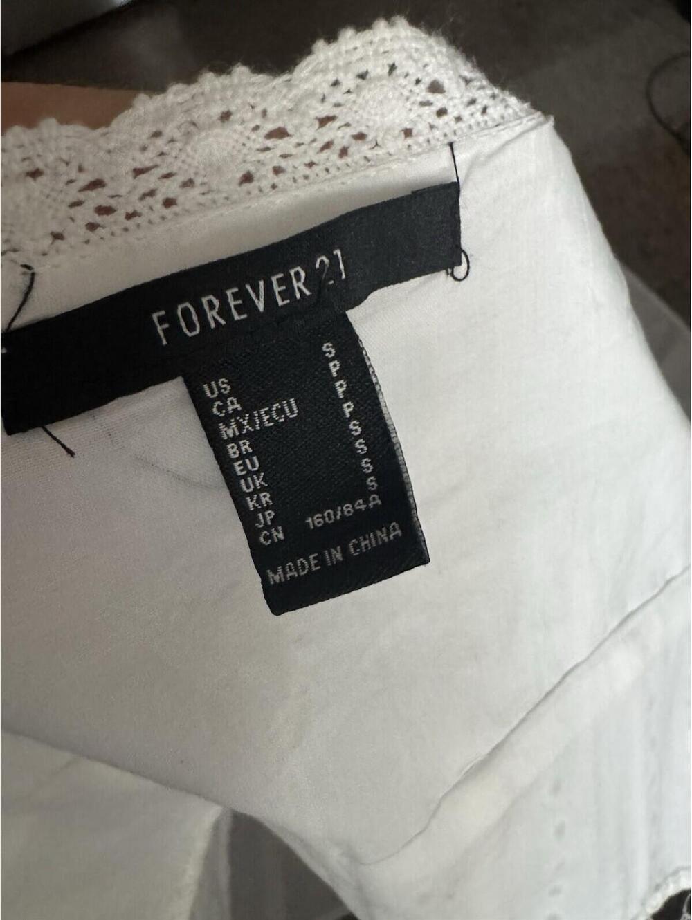 Cotton Corset Eyelet Blouse Top Forever 21 White Sz Small - Picture 4 of 5